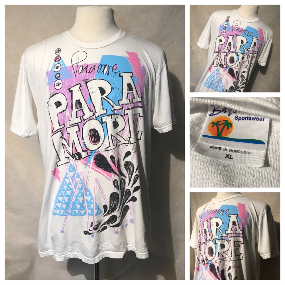 Paramore XL Tour Band Art White T-shirt A3592